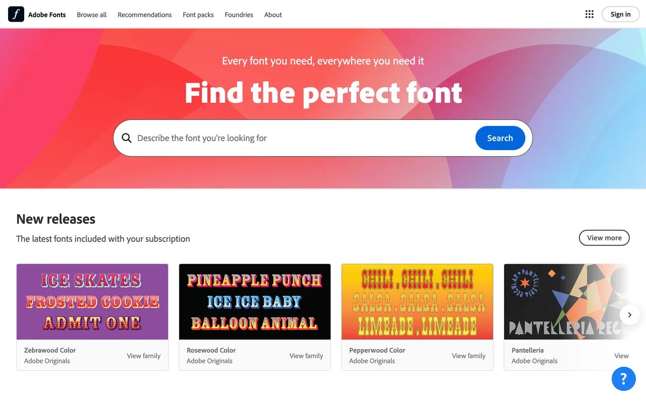 Adobe Fonts screenshot
