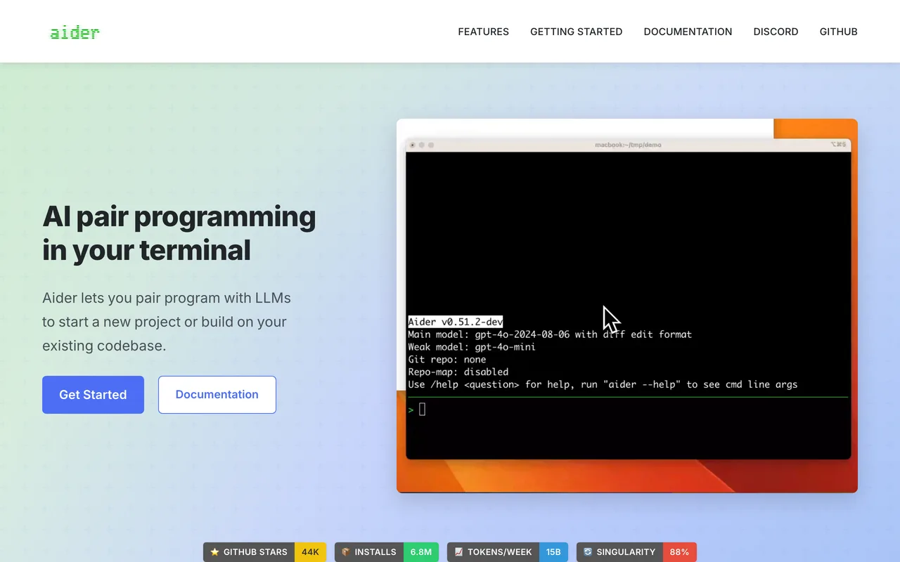 Aider screenshot