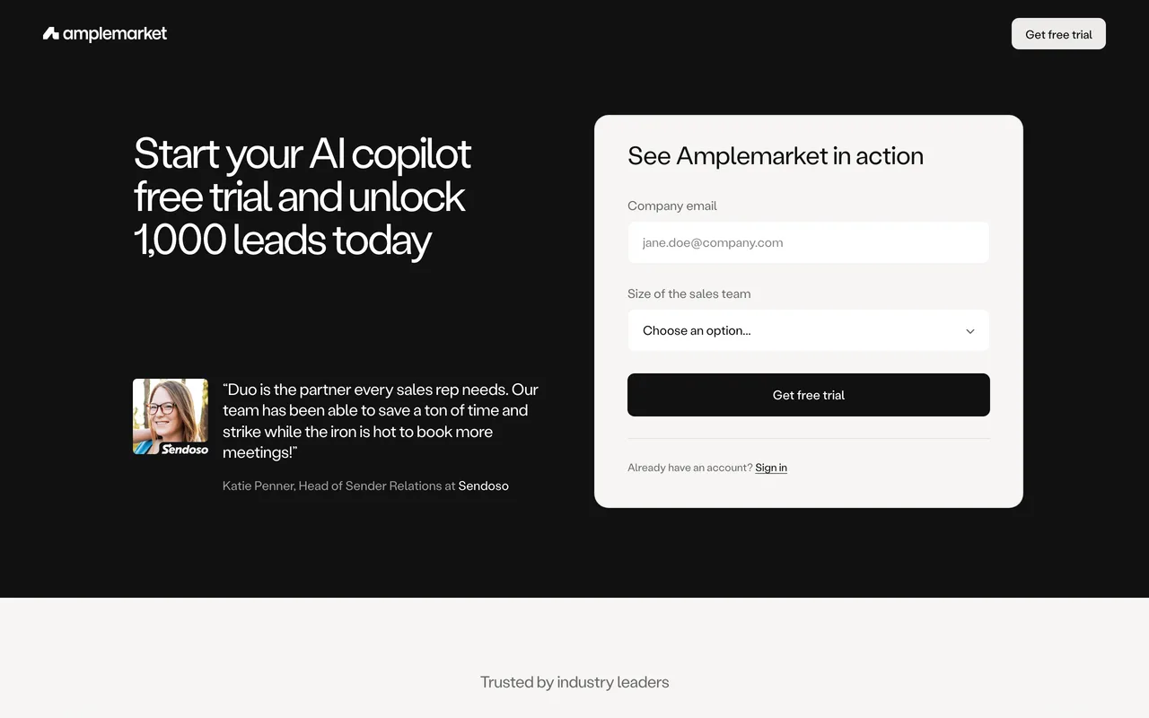 Amplemarket screenshot