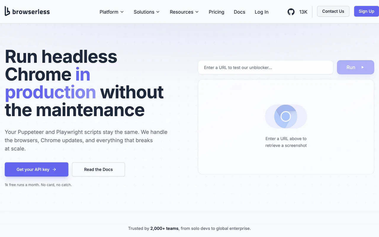 Browserless screenshot