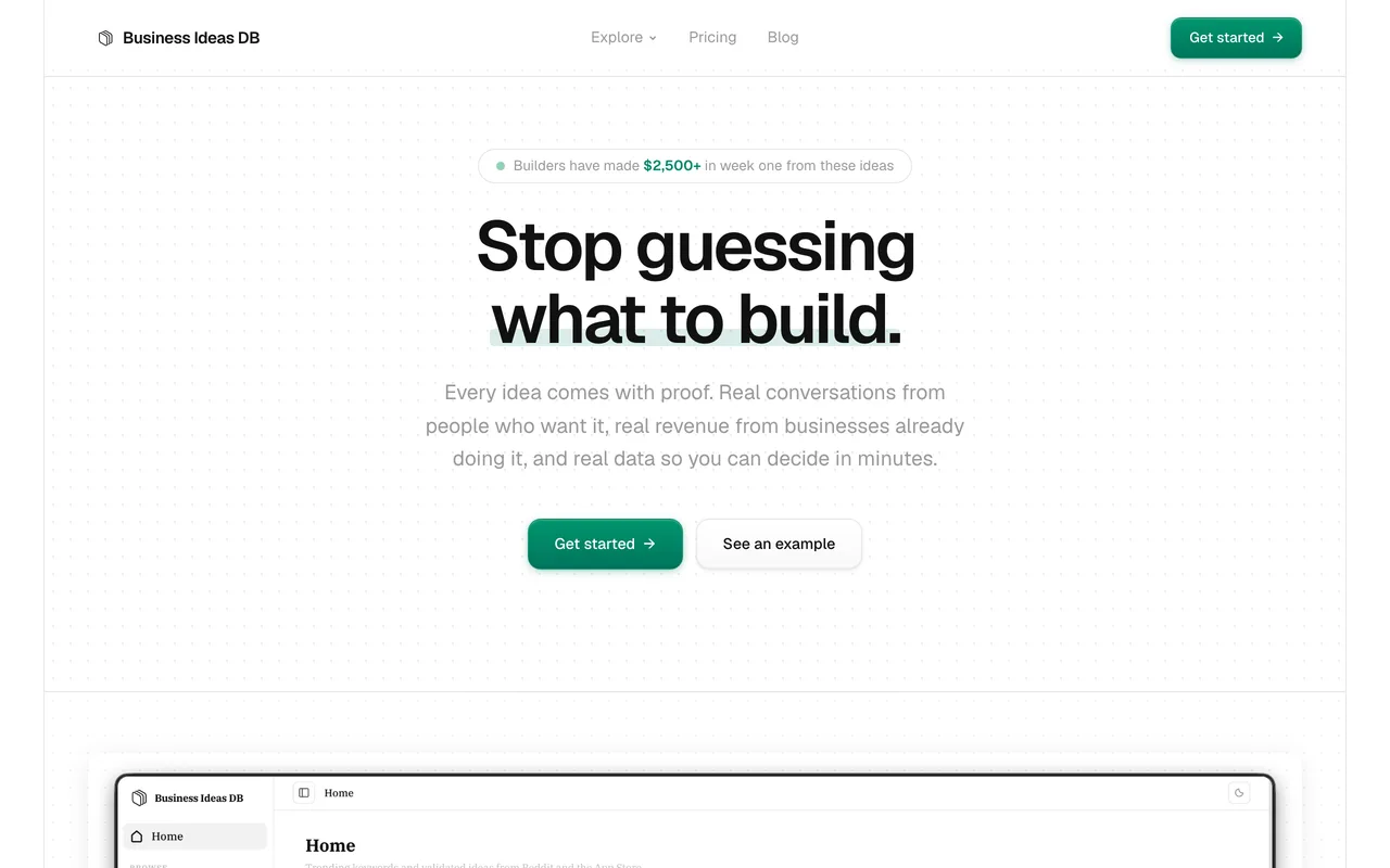 Business Ideas DB screenshot