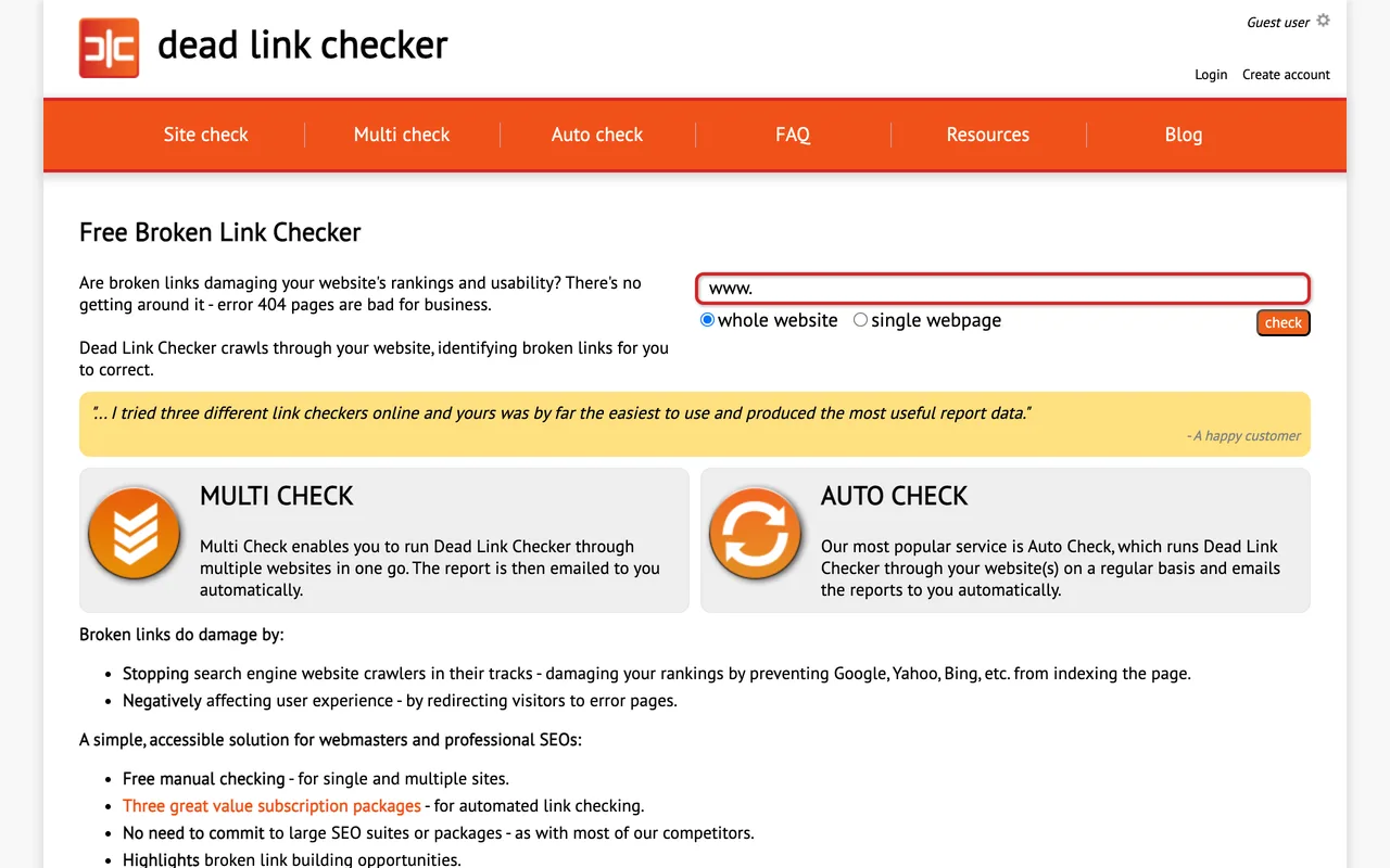 Dead Link Checker screenshot