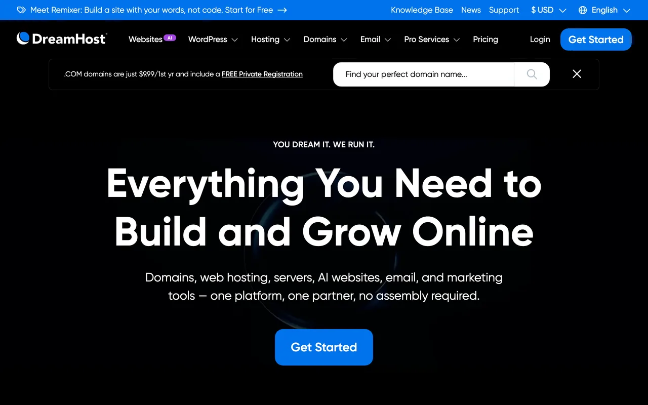 DreamHost screenshot