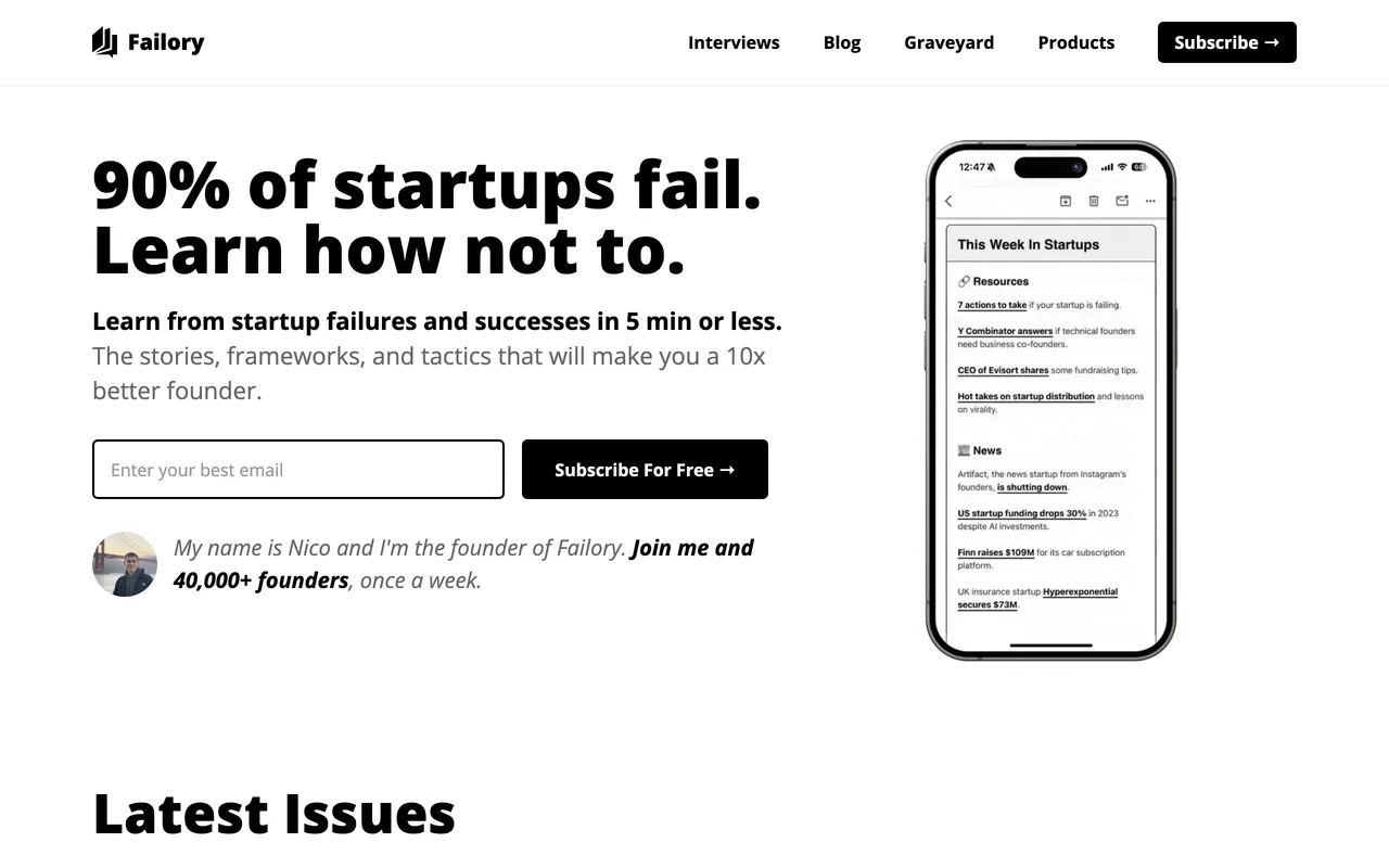 Failory screenshot