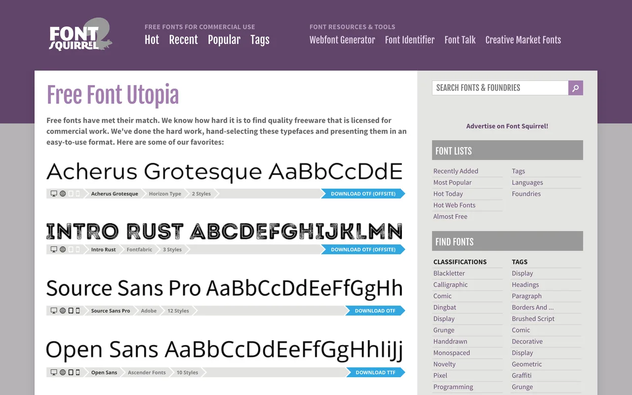 Font Squirrel screenshot