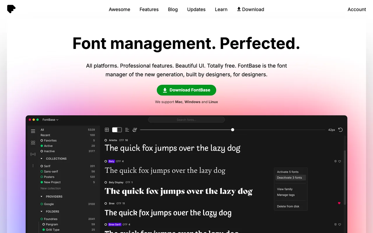 FontBase screenshot