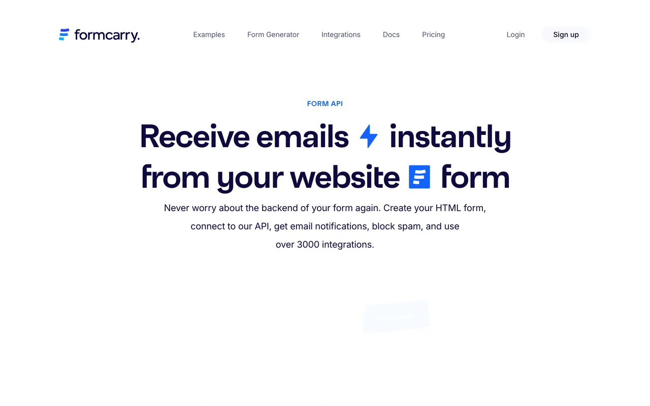 Formcarry screenshot