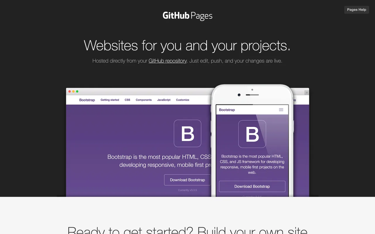 GitHub Pages screenshot