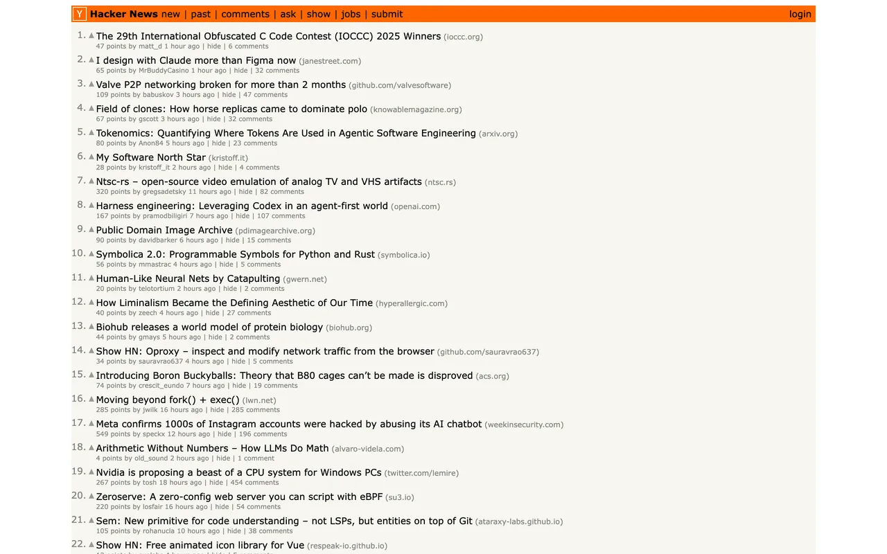 Hacker News screenshot