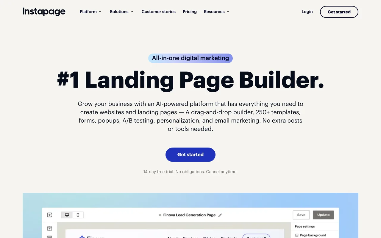 Instapage screenshot