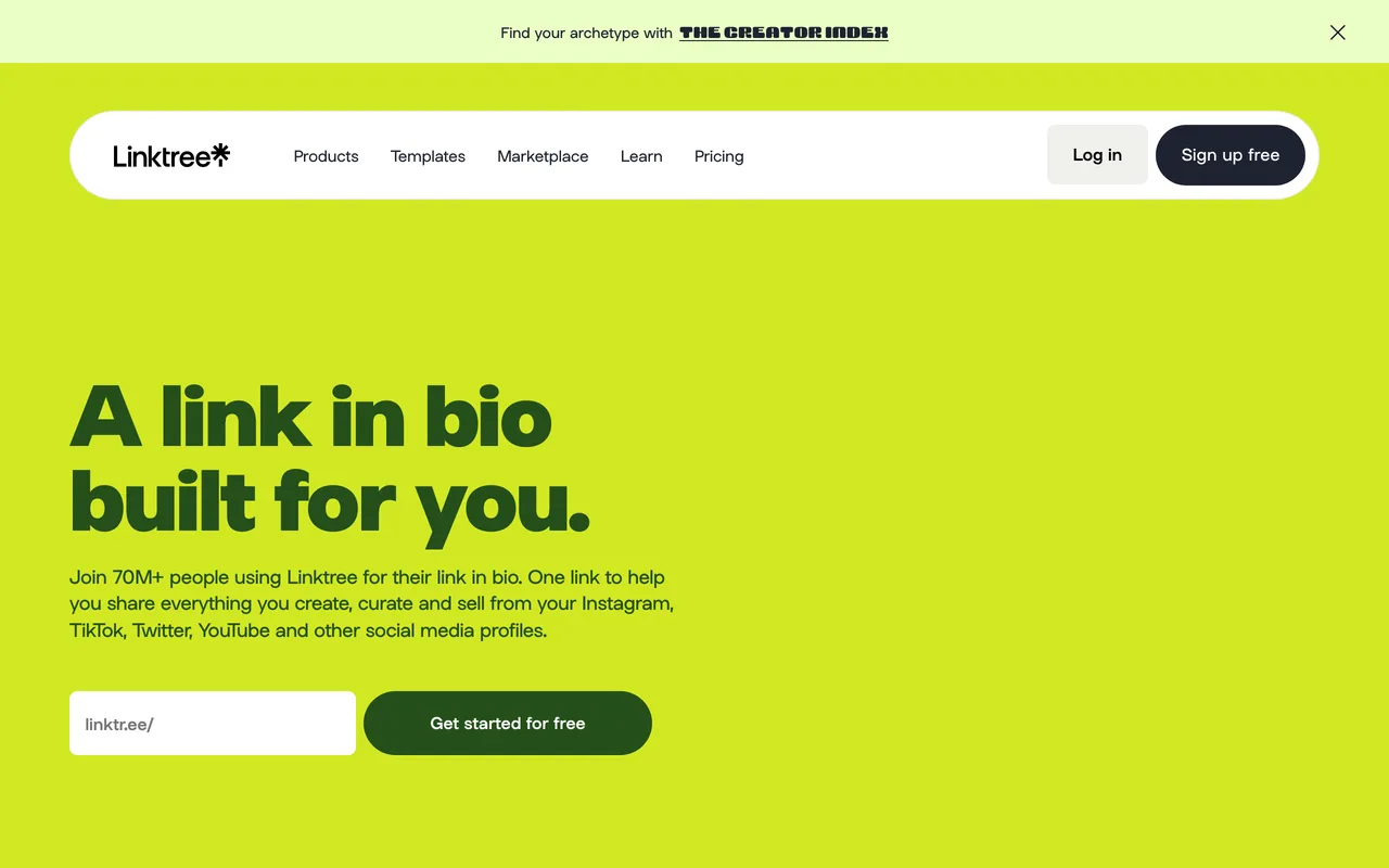 Linktree screenshot