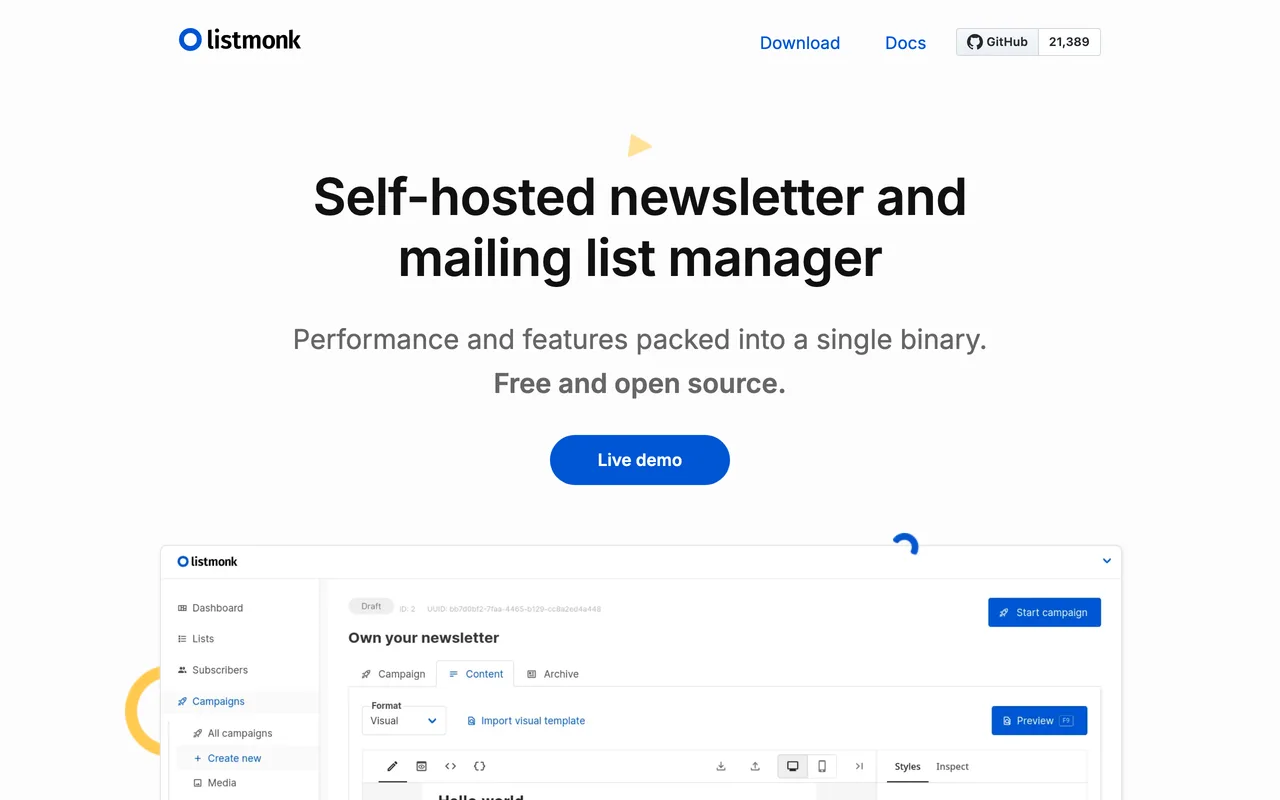 Listmonk screenshot