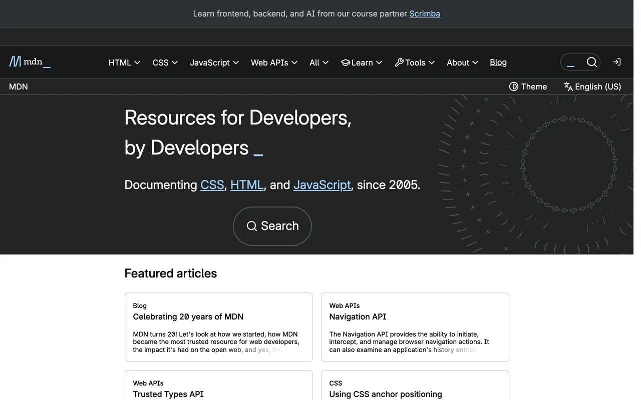 MDN Web Docs screenshot