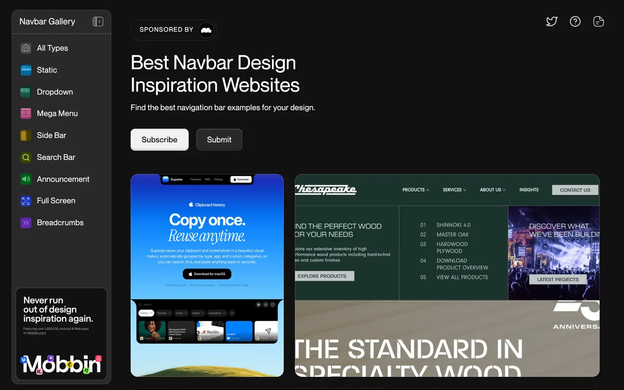 Navbar Gallery screenshot