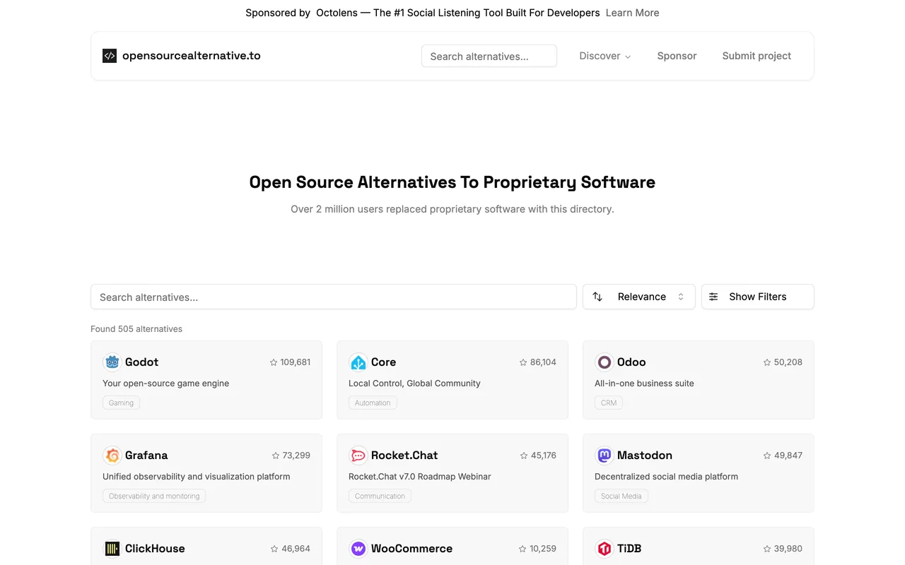 Open Source Alternative screenshot