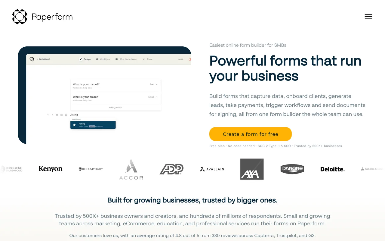 Paperform screenshot