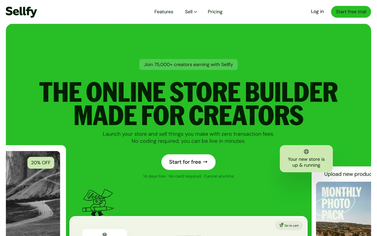 Sellfy screenshot
