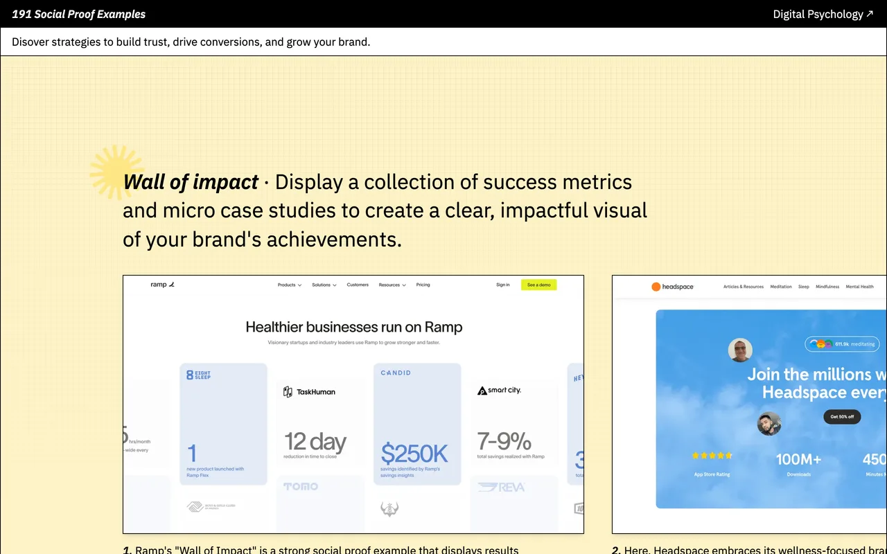Social Proof Examples screenshot