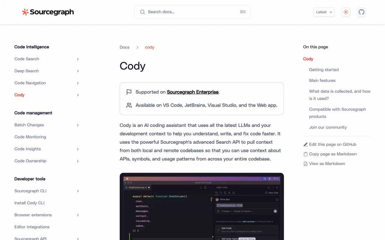 Sourcegraph Cody screenshot