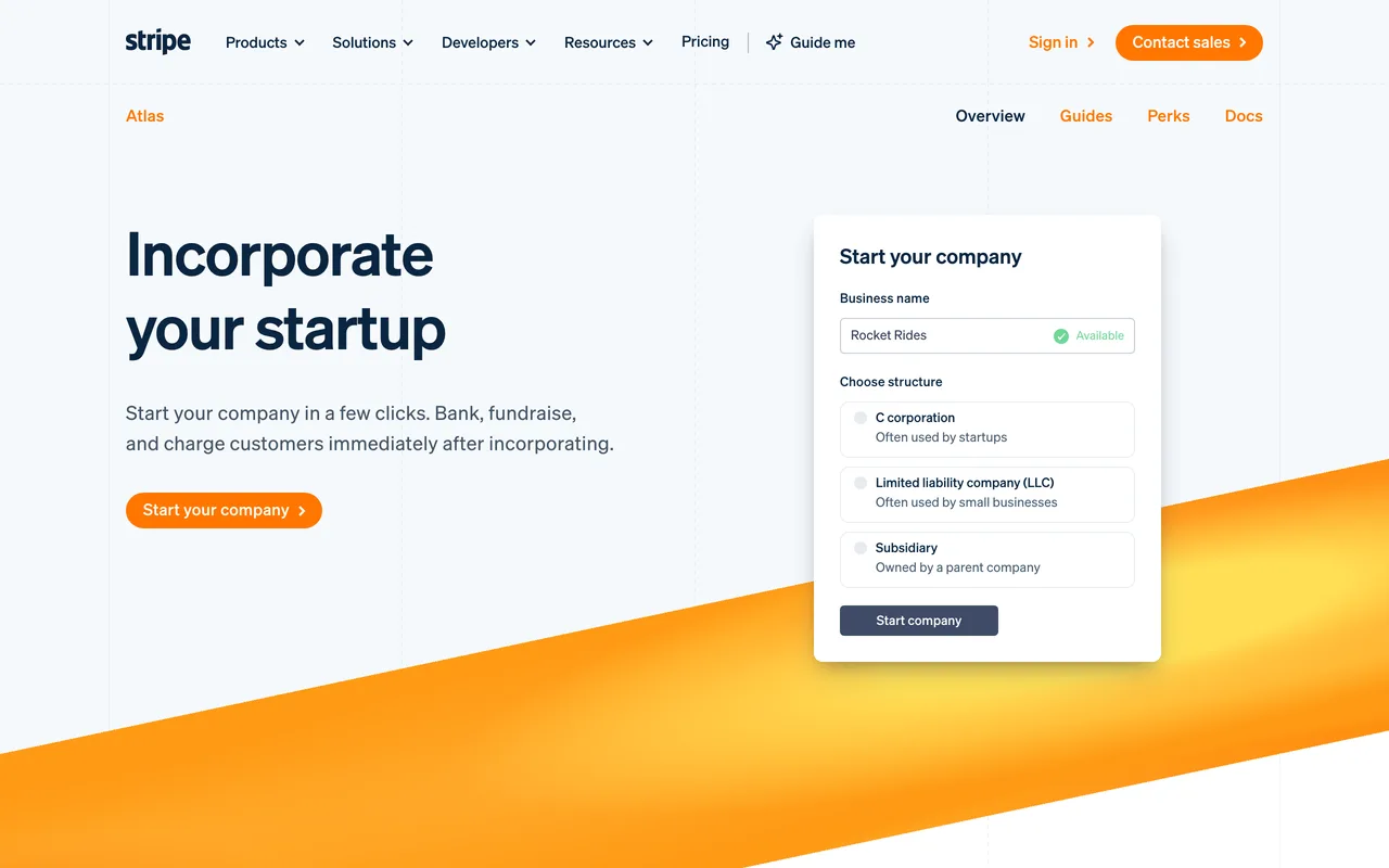 Stripe Atlas screenshot