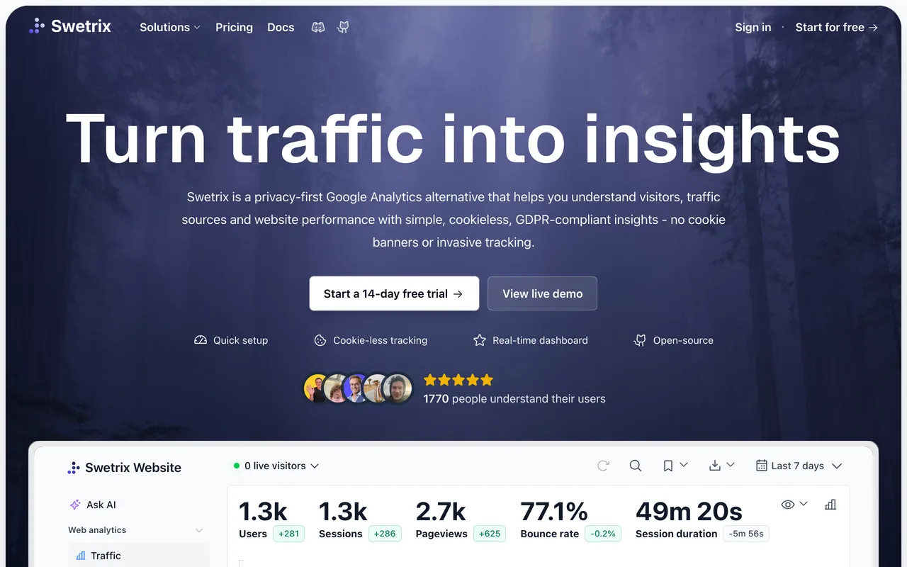 Swetrix screenshot