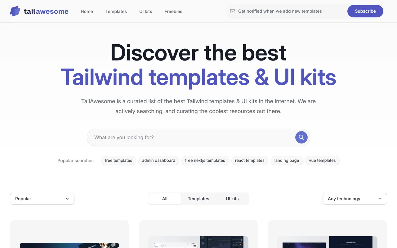 Tailwind Awesome screenshot