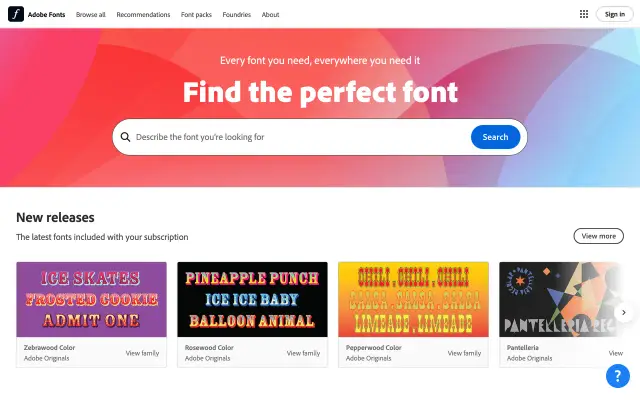 Adobe Fonts preview