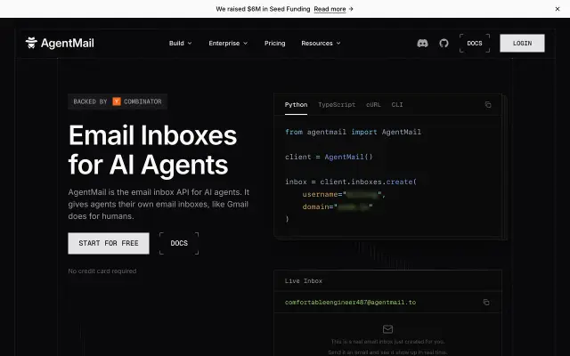 AgentMail | Email Inbox API for AI Agents preview