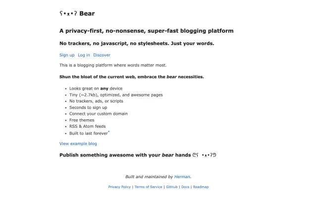 Bear Blog preview