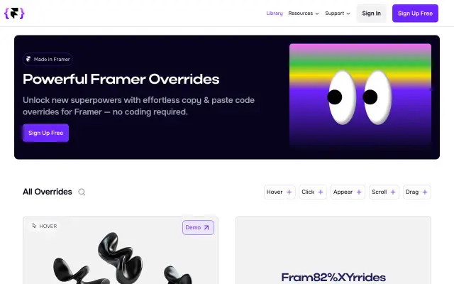 Framer Overrides preview