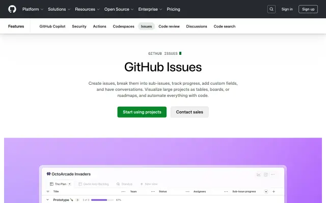GitHub Projects preview