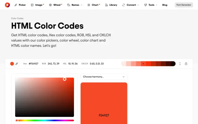 HTML Color Codes preview