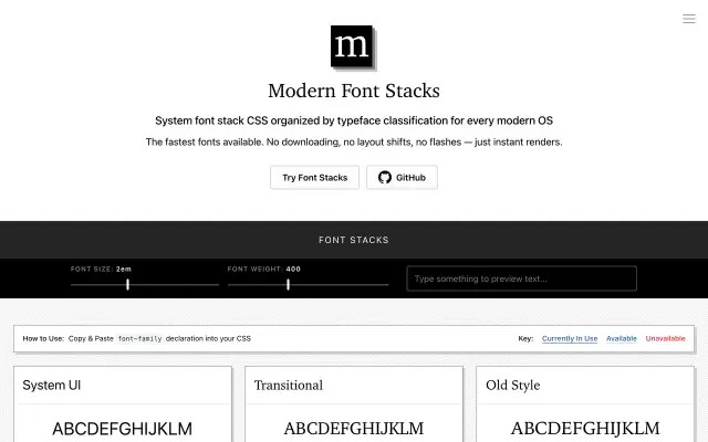 Modern Font Stacks preview