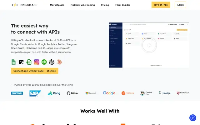 NoCodeAPI preview