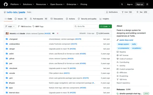 Paste - Twilio Design System preview