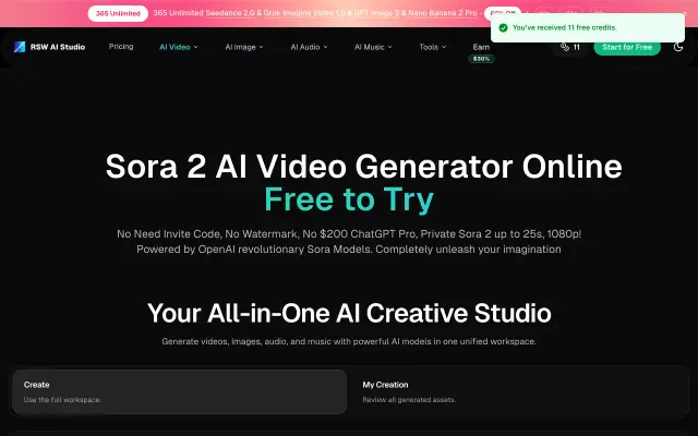 RSW Sora 2 AI Studio preview