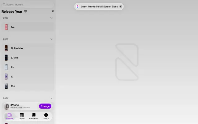 Screen Sizes preview