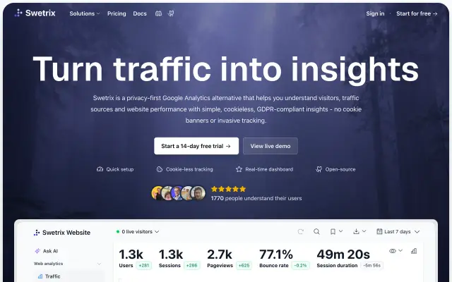 Swetrix preview