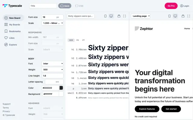Type Scale preview