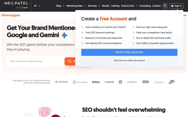 Ubersuggest preview
