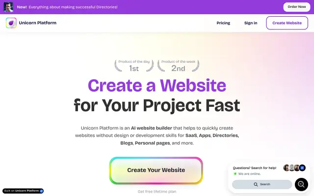 Unicorn Platform preview