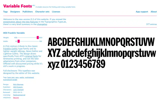 Variable Fonts preview