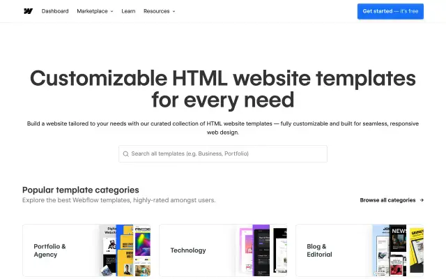 Webflow Marketplace preview