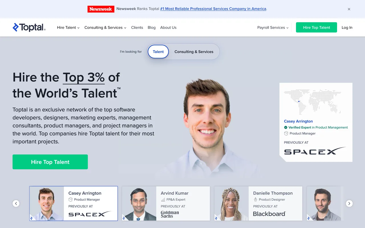 Toptal screenshot