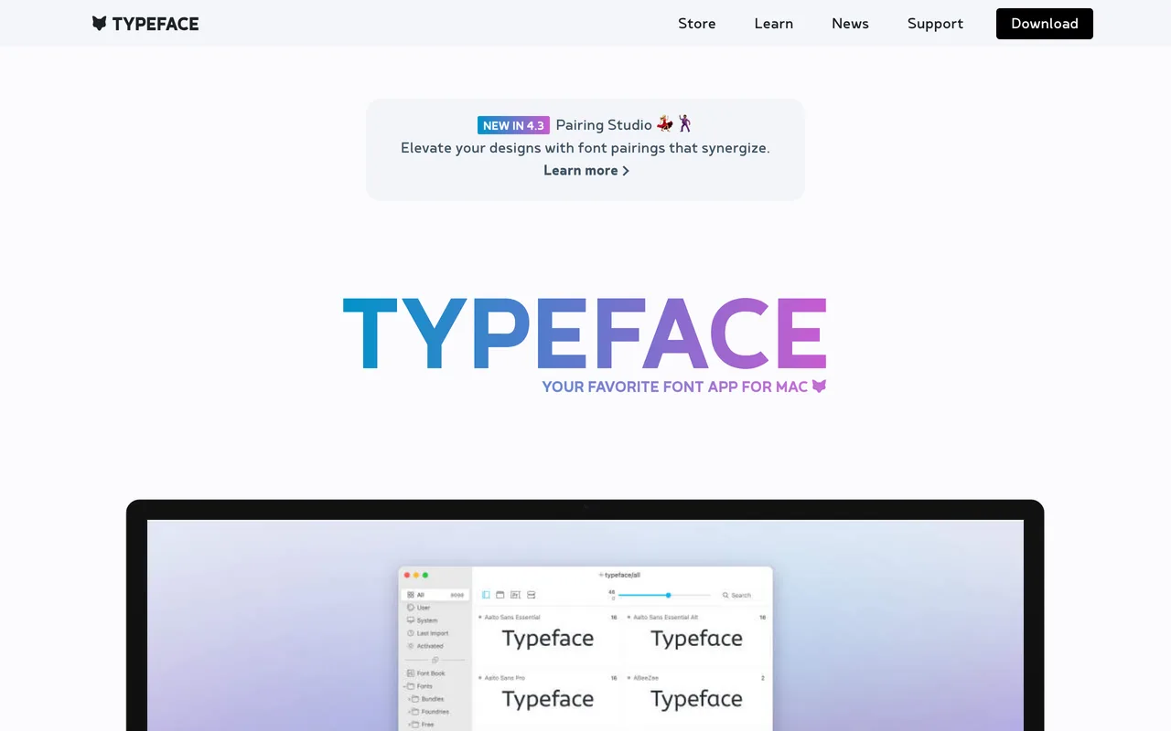 Typeface screenshot
