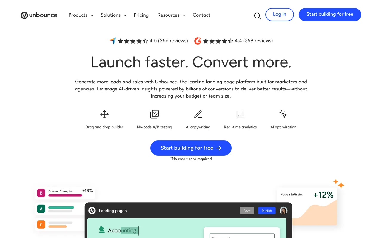 Unbounce screenshot