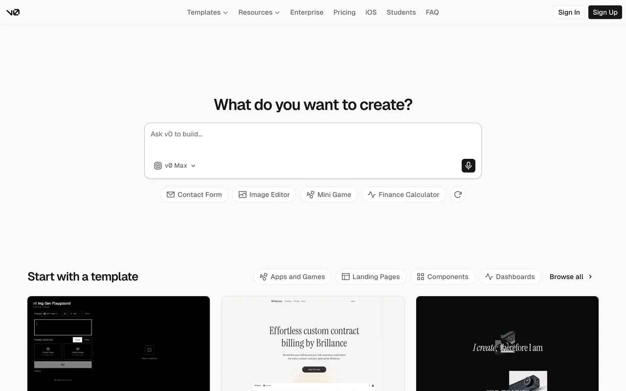v0 screenshot