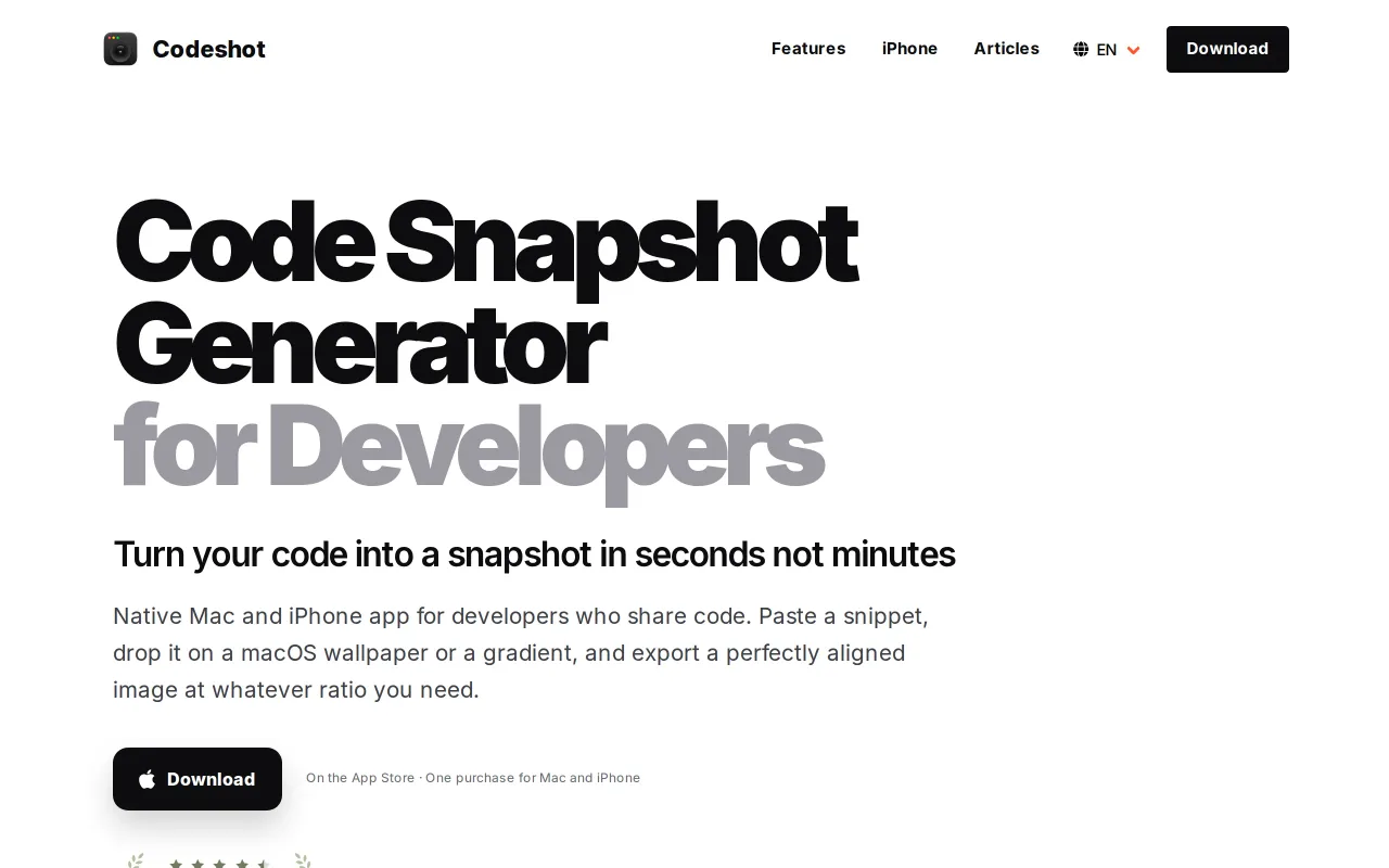 Codeshot screenshot