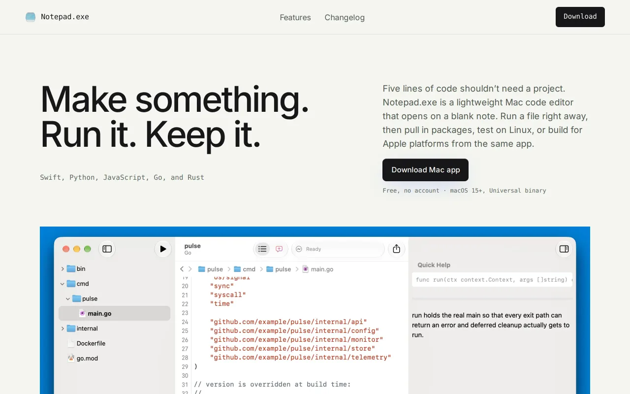 Notepad.exe for Mac screenshot