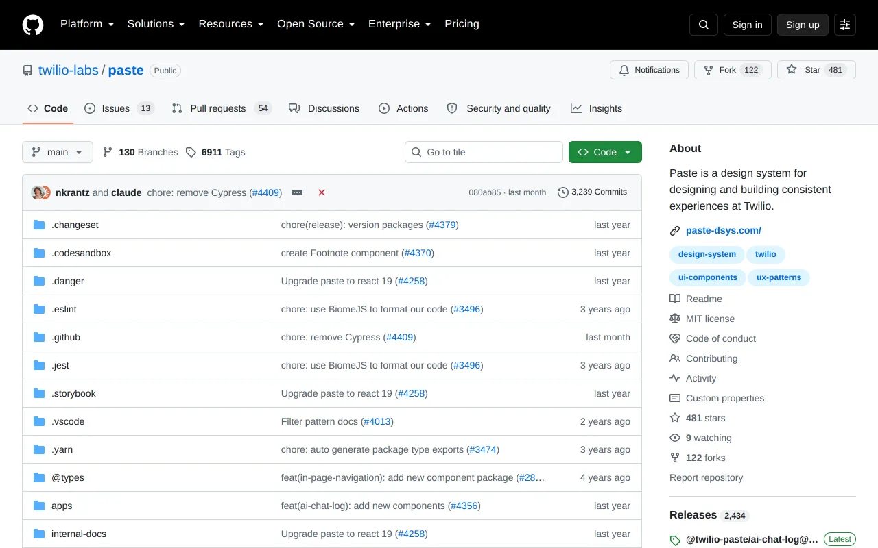 Paste - Twilio Design System screenshot